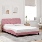 vidaXL Bed Frame without Mattress Pink 140x190 cm Velvet