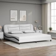 vidaXL Bed Frame without Mattress "Hvar" White and Black 200x200 cm Fa...
