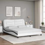 vidaXL Bed Frame without Mattress "Hvar" White and Black 160x200 cm Fa...