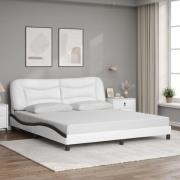 vidaXL Bed Frame without Mattress "Hvar" White and Black 180x200 cm Fa...