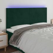 vidaXL Sänggavel LED mörkgrön 160x5x118/128 cm sammet