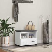 vidaXL Hallbänk med kudde Vit 60 x 38 x 46 cm Konstruerat Trä och Tyg