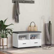 vidaXL Hallbänk med kudde Vit 80 x 38 x 46 cm Spånskiva och klädfabric