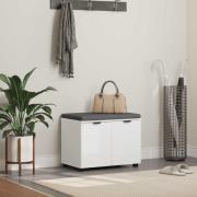 vidaXL Hallbänk med kudde Vit 60 x 38 x 46 cm Konstruerat Trä och Tyg