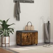 vidaXL Hallbänk med kudde med lagring med dörr Rökt ek 60 x 38 x 46 cm