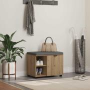 vidaXL Hallbänk Artisan Ek 60 x 38 x 46 cm Konstruerat Trä och Tyg