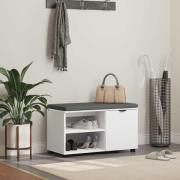 vidaXL Hallbänk med kudde Enfärgad Vit 80 x 38 x 46 cm