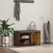 vidaXL Hallbänk Rökt Ek 80 x 38 x 46 cm Konstruerat Trä och Tyg