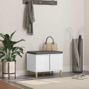 vidaXL Hallbänk med kudde med lagring med dörr Vit 60 x 38 x 46 cm