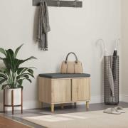 vidaXL Hallbänk med kudde med lagring Sonoma-ek 60 x 38 x 46 cm