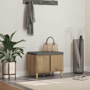 vidaXL Hallbänk med kudde med lagring Artisan Ek 60 x 38 x 46 cm