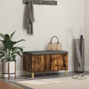 vidaXL Hallbänk med kudde med lagring med dörr Rökt ek 60 x 38 x 46 cm