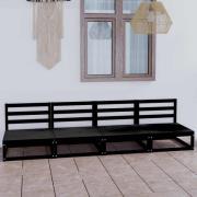 vidaXL Trädgårdssoffa 4-sits svart massiv furu