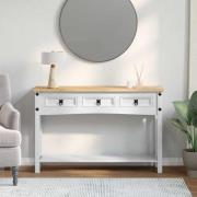 vidaXL Sidobord med låda Vit 114 x 34,5 x 73 cm Massiv furu