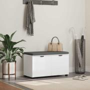 vidaXL Hallbänk med kudde Vit 80 x 38 x 46 cm Konstruerat Trä och Tyg