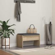 vidaXL Hallbänk med kudde Sonoma-ek 63 x 38 x 40 cm