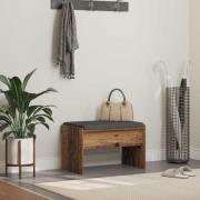 vidaXL Hallbänk med kudde Gammalt trä 63 x 38 x 40 cm