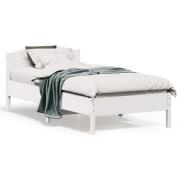 vidaXL Sängram utan madrass vit 75x190 cm massiv furu