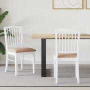 vidaXL Matstolar 2 pcs Vit 50 x 52,5 x 91 cm Massiv Gummiträ