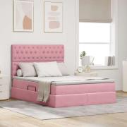 vidaXL Förvaringssäng med madrass med madrass Rosa 140 x 200 cm Sammet