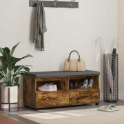 vidaXL Hallbänk Rökt Ek 100 x 38 x 46 cm Konstruerat Trä och Tyg