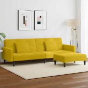 vidaXL Bäddsoffa 2-sits med fotpall gul sammet