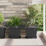 vidaXL Kvadratisk Blomkruka 24 pcs Svart 43 x 43 x 33,5 cm Plast