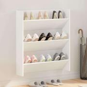 vidaXL Väggmonterat skoställ vit 80x18x90 cm konstruerat trä