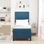 vidaXL LED Box Säng med madrass med huvudgavel Mörkblå 80 x 200 cm tyg