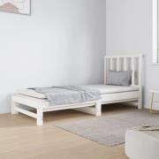 vidaXL Utdragbar dagbädd vit 2x(90x190) cm massiv furu