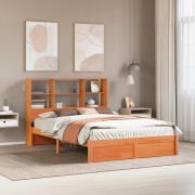 vidaXL Sängram med Förvaringshuvudgavel VaxBrun 120 x 200 cm