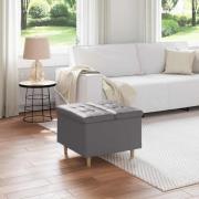 vidaXL Förvaringspall med kudde Grå 60 x 60 x 45 cm Konstläder