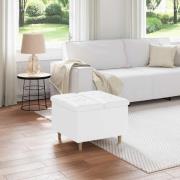 vidaXL Knappstool med kudde Vit 60 x 60 x 45 cm Konstläder