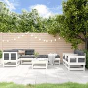 vidaXL Loungegrupp för trädgården 8 delar vit massiv furu