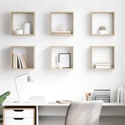 vidaXL Vägghylla kubformad 6 st sonoma-ek 30x15x30 cm