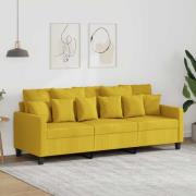 vidaXL 3-sitssoffa ljusgul 180 cm tyg
