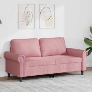 vidaXL Soffa 2-sits rosa 140 cm sammet