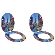 vidaXL Toalettstol 2 pcs Flerfärgsdesign 44 x 38 cm MDF-board