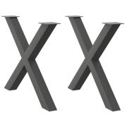 vidaXL Matbordsben X-formade 2 st antracit 90x(72-73) cm stål