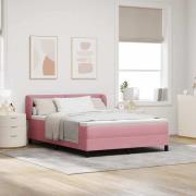 vidaXL Bäddfjäder med huvudgavel Rosa 140 x 190 cm Sammet