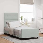 vidaXL Bäddfjäder med huvudgavel Ljusgrå 90 x 200 cm Sammet