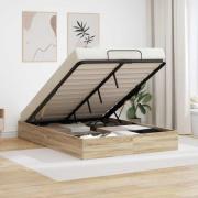 vidaXL Ottoman Sängram Sonoma-ek 193 x 120 x 25 cm Spånskiva