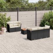 vidaXL Loungegrupp med dynor 6 delar svart konstrotting
