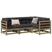 vidaXL Soffgrupp för trädgården 4 delar impregnerad furu