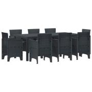 vidaXL Trädgårdsmöbelset 9 pcs Antracit Polypropylen