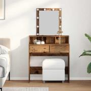 vidaXL Sminkbord Gammalt trä 80 x 41 x 144,5 cm Konstruerat trä