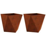 vidaXL Planteringskärl 2 pcs Rostig 50 x 50 x 50 cm
