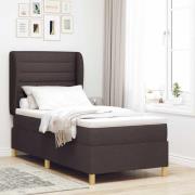 vidaXL Bäddfjäder med madrass med huvudgavel Mörkbrun 200 x 90 cm tyg