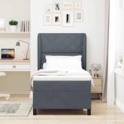 vidaXL Bäddfjäder med madrass Mörkgrå 200 x 90 cm Polyester