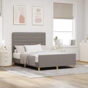 vidaXL Sängram med huvudgavel Taupe 140 x 200 cm tyg
